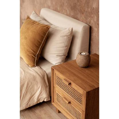 Teak rattan nightstand, handwoven - Natural