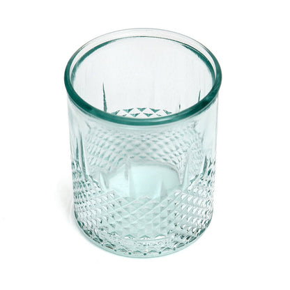 Recycled glass tumbler with diamond cut, blue, small