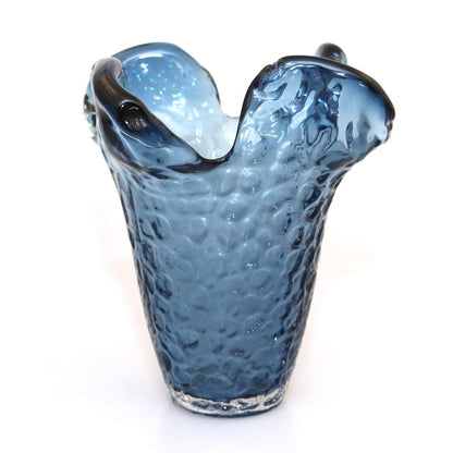 Blå glaskubevase 22 cm