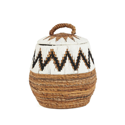Palmblatt Aufbewahrungskorb 44 × 47 cm – naturweiß