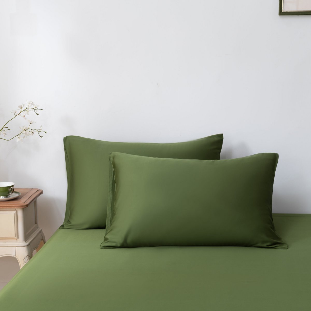 Bamboo bedding set, deep moss, single - 400TC