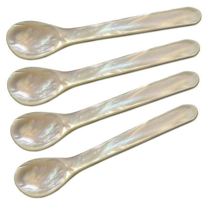 Mother-of-pearl caviar spoons, set of 4, 11 cm – rounded corners