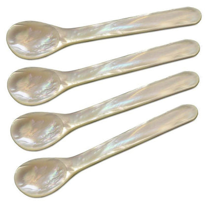 Mother-of-pearl caviar spoons, set of 4, 11 cm – rounded corners