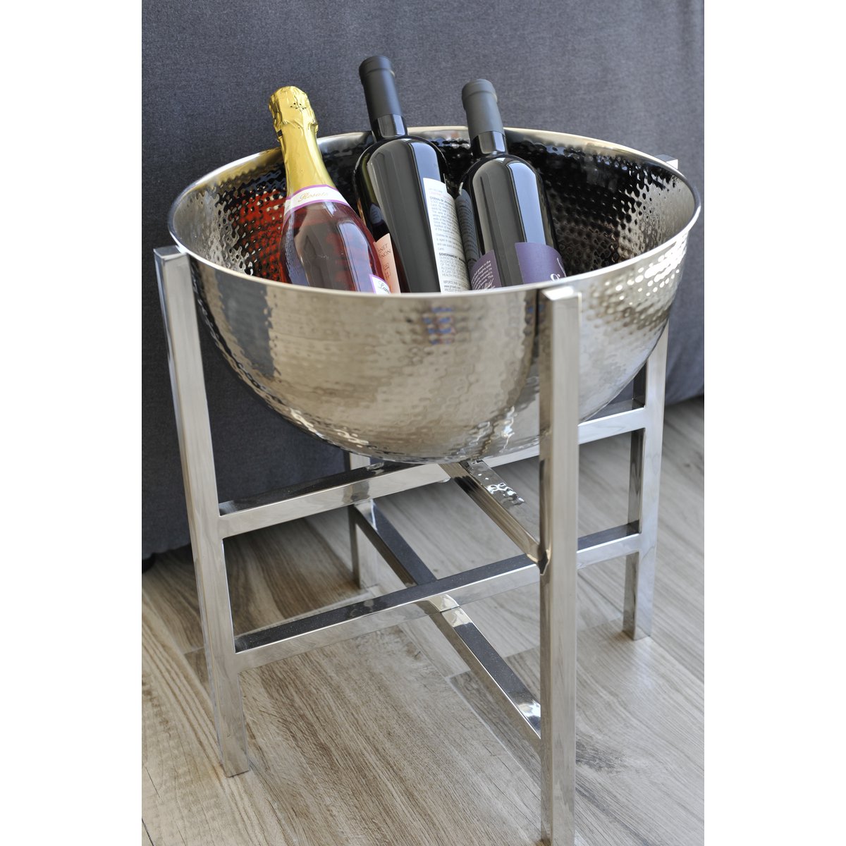 Champagnekøler i rustfrit stål, hamret, 42 cm - sæt med 2