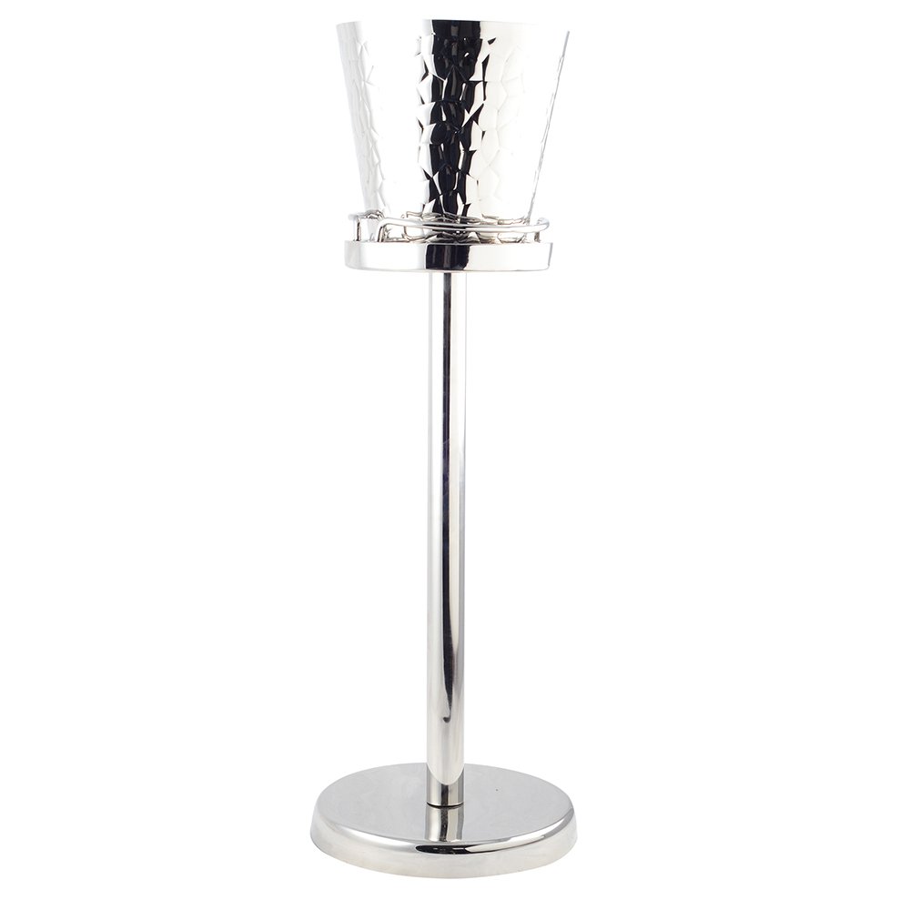 Black metal and glass champagne cooler on stand 23×23×80 cm