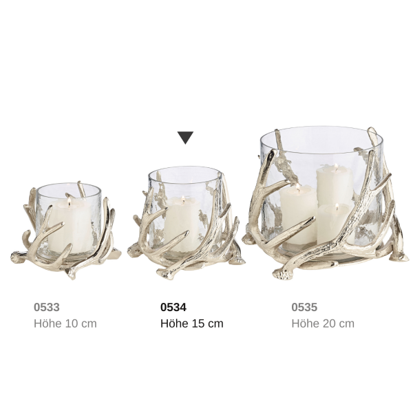 Aluminium lantern Kingston with antler design - 15 cm