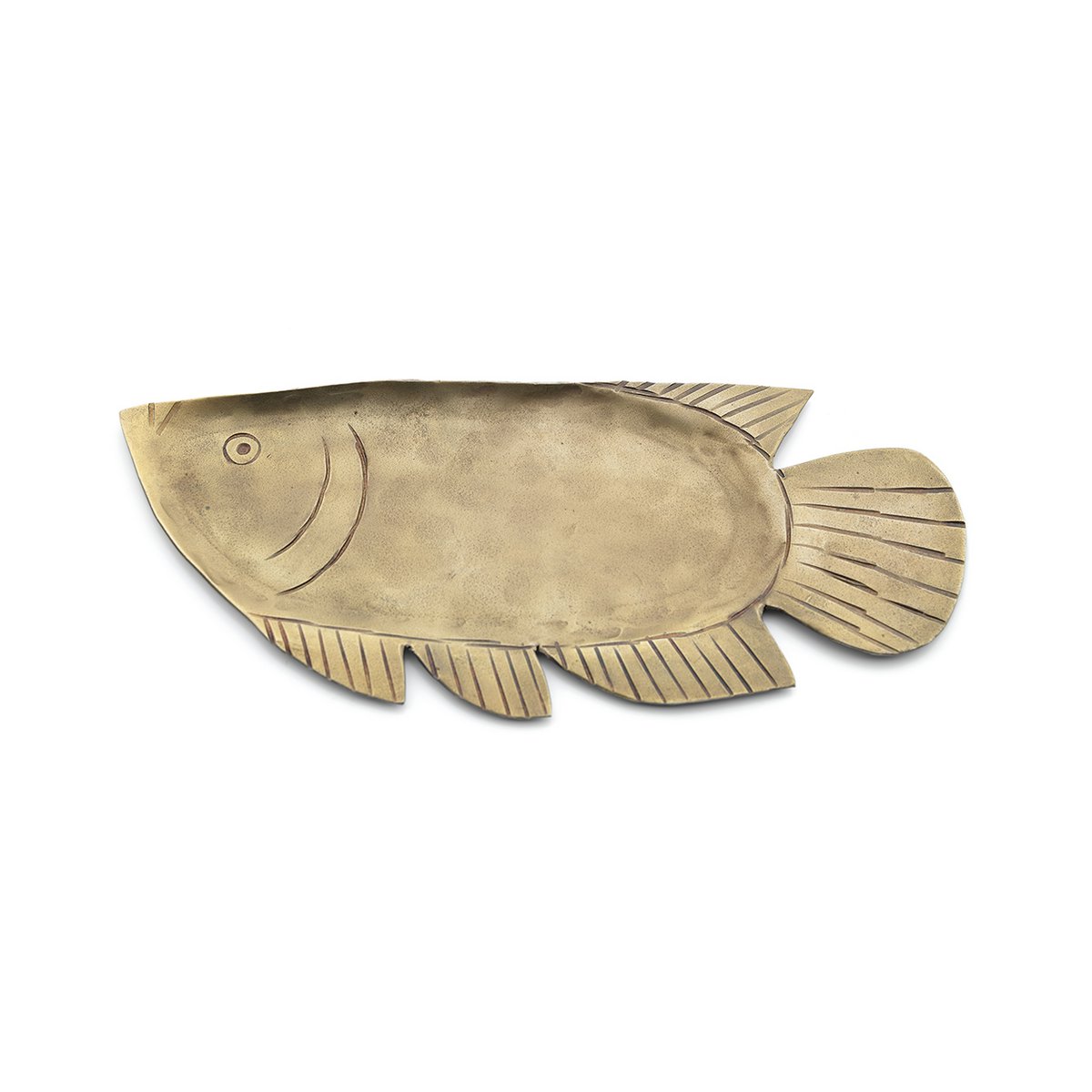 Brass serving tray, large - fish-shaped
