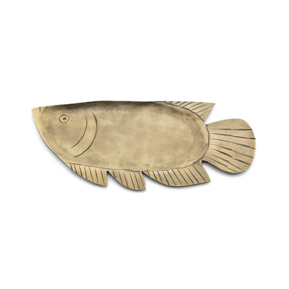 Brass serving tray, large - fish-shaped