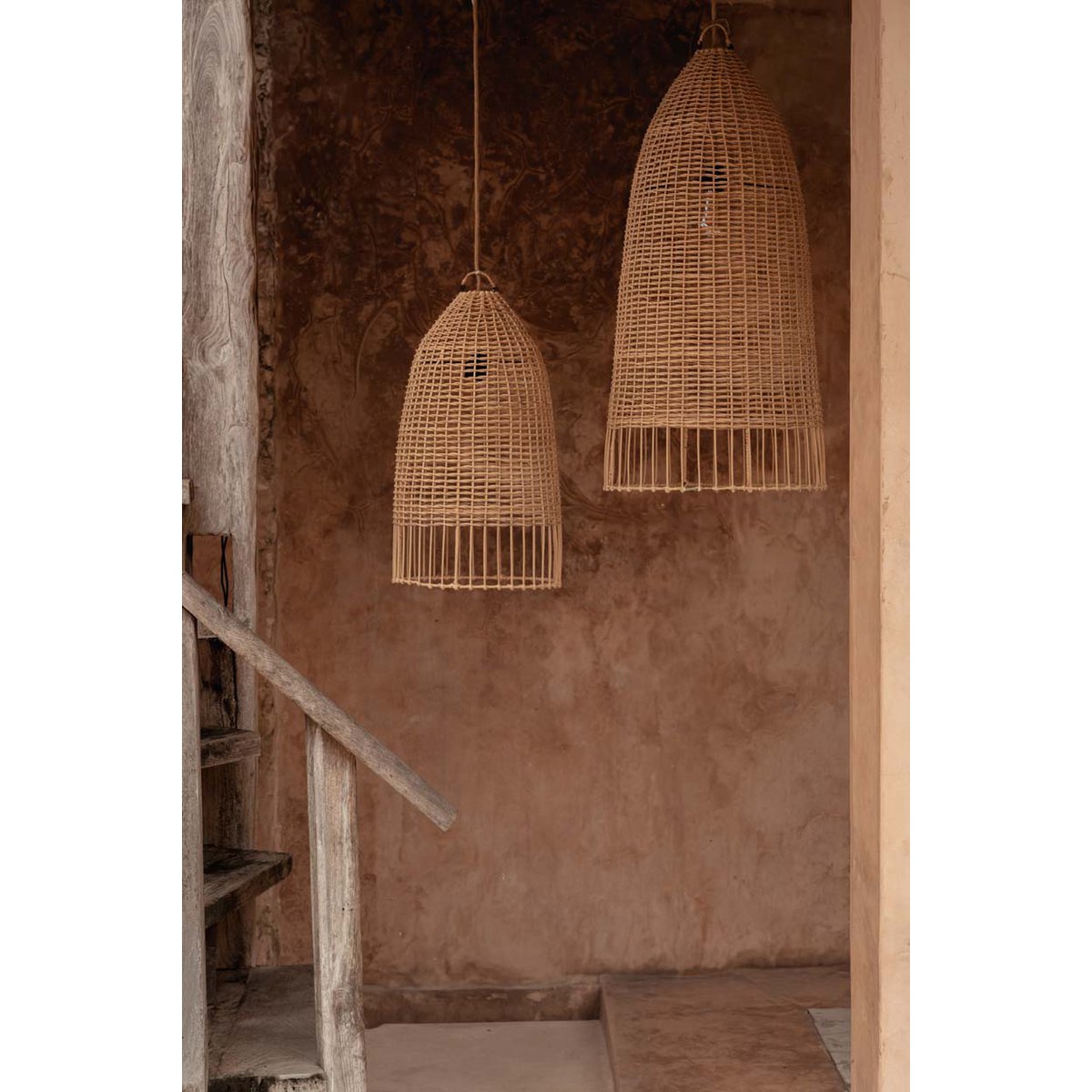 Rattan-Pendelleuchte, Kuppelschirm – M, 60 cm
