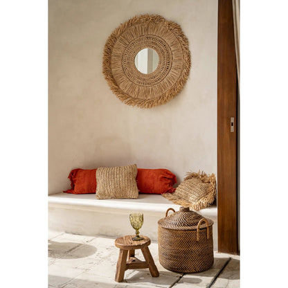 Raffia wall mirror large – natural