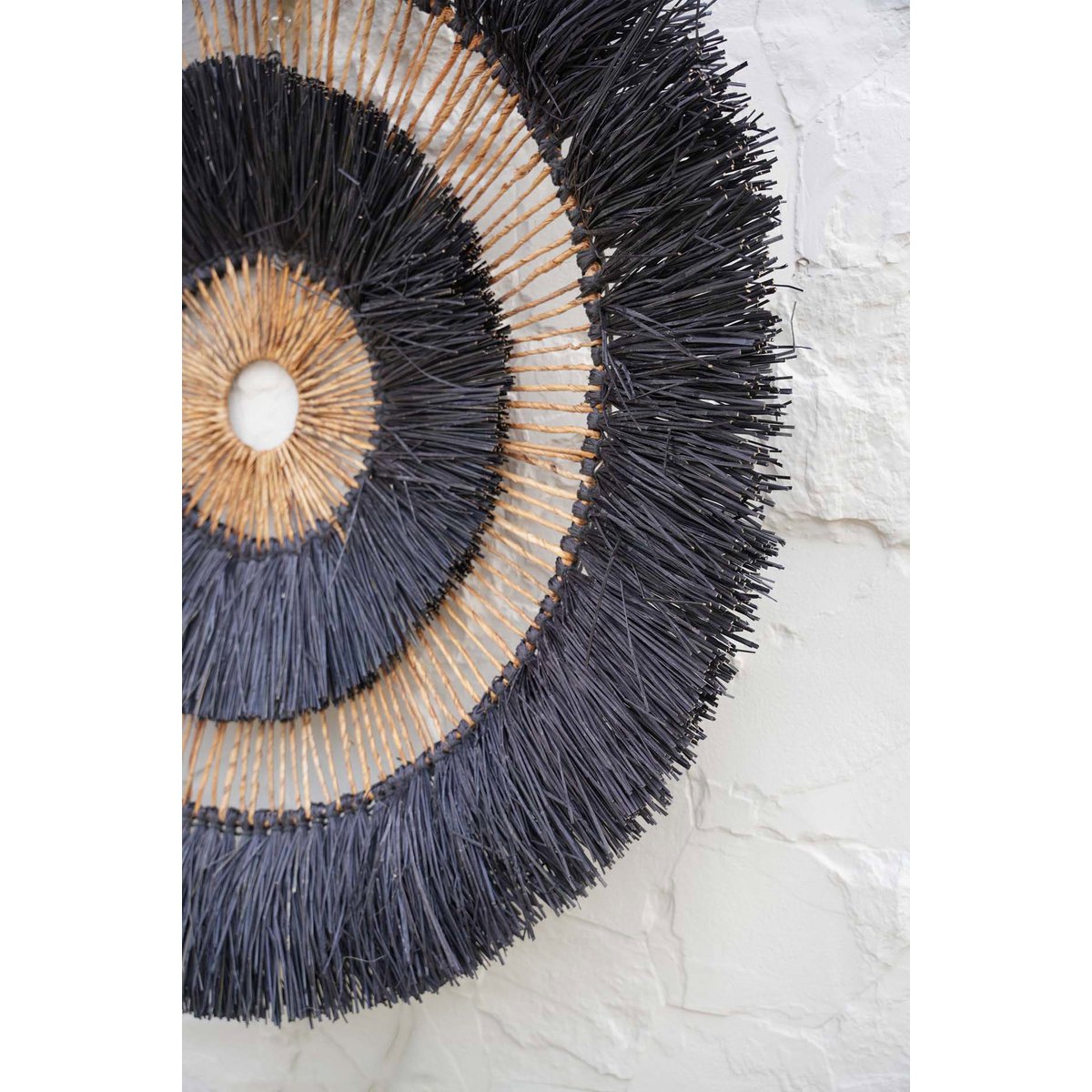 Runde Wanddeko aus Palmenblatt, schwarz - 110 cm