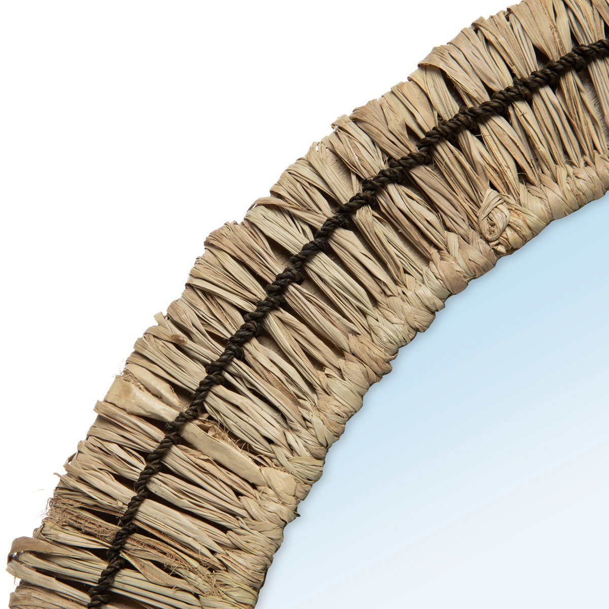 Gajih rundt spejl med raffiastel, 51 cm