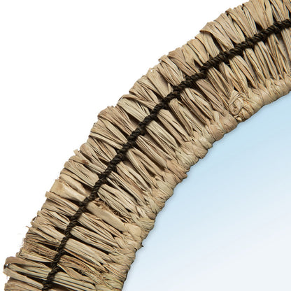 Gajih rundt spejl med raffiastel, 51 cm
