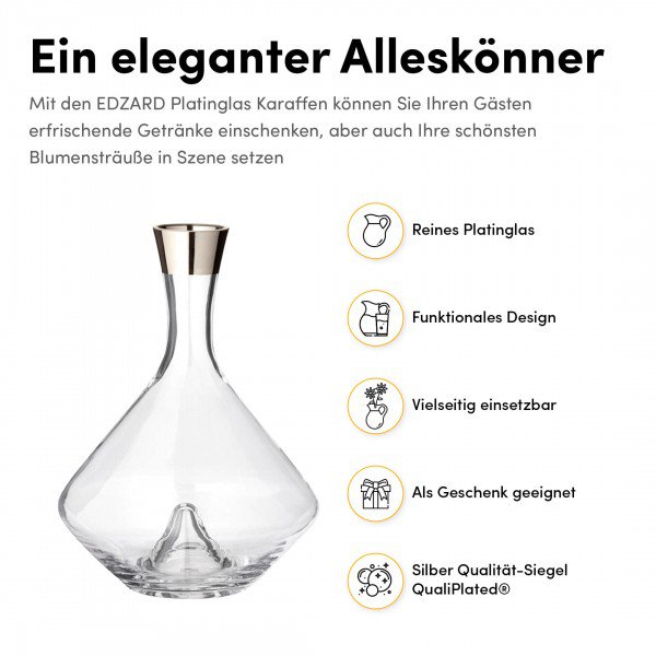 Krystalkaraffel Frederick med platinrand – 2,1 L
