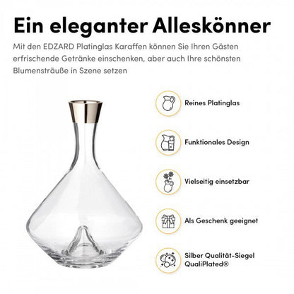 Krystalkaraffel Frederick med platinrand – 2,1 L