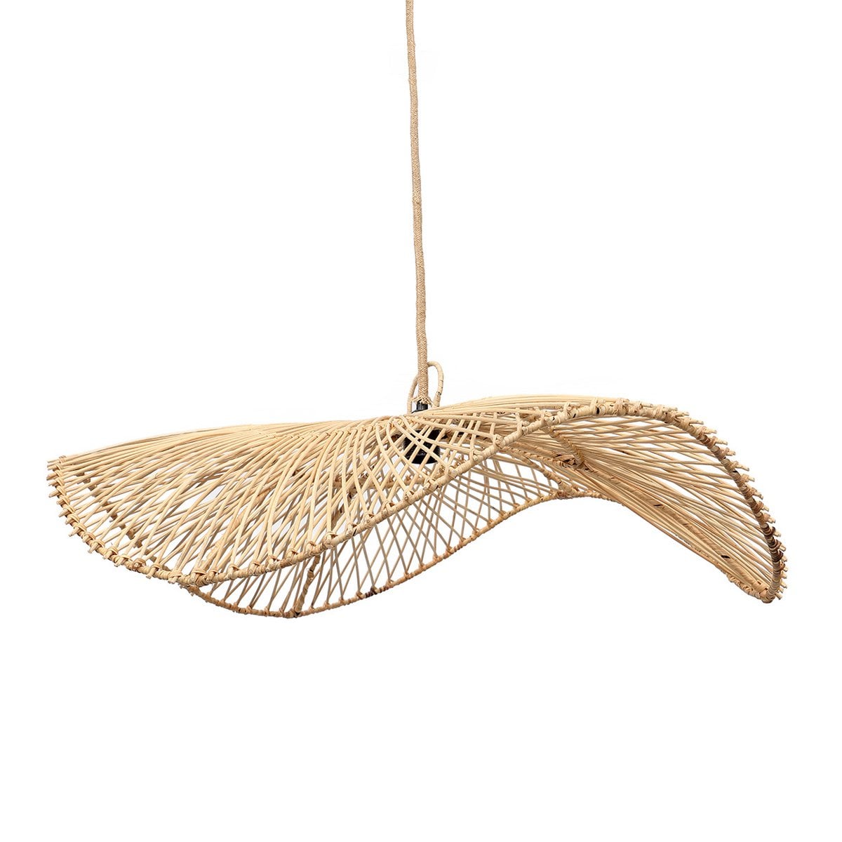 Rattan pendellampeskærm 75×20 cm – natur, håndlavet