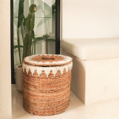 Jute laundry basket with lid EMPAT L – ø 42 × 40 cm