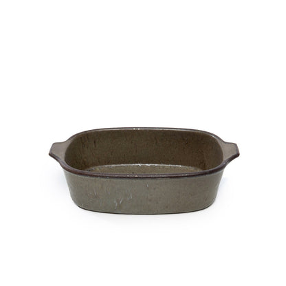 Green stoneware oven tray 22 × 14 cm - oven-safe, Portugal