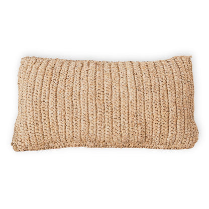 Raffia & cotton cushion 50×30 cm – plain beige