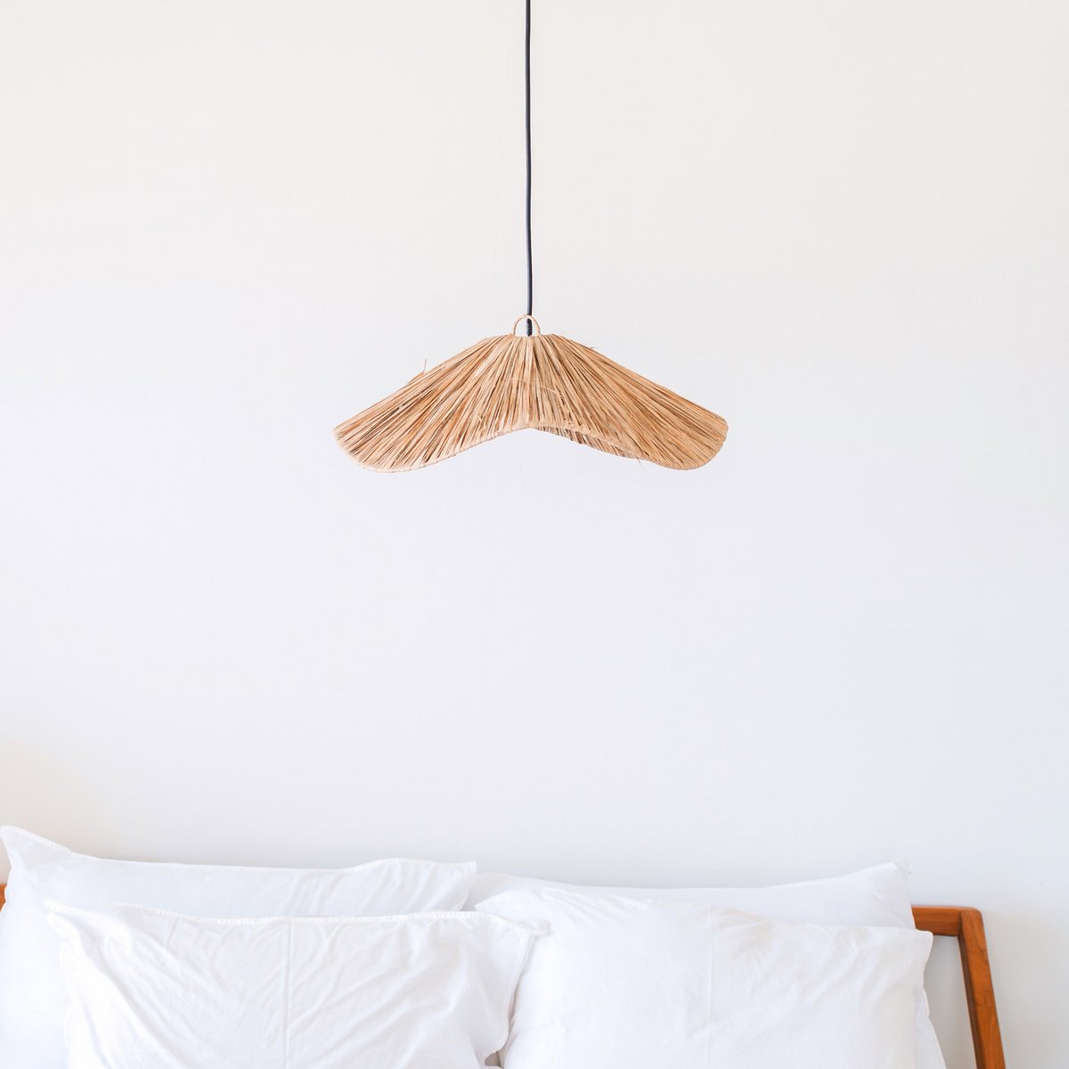Seegras Pendelleuchte Ø 53 cm – breiter, flacher Schirm, beige und grün