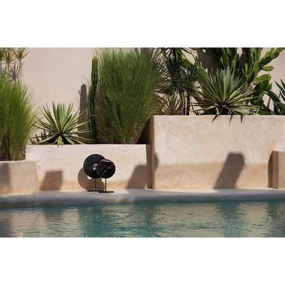 Black marble disc on stand – large