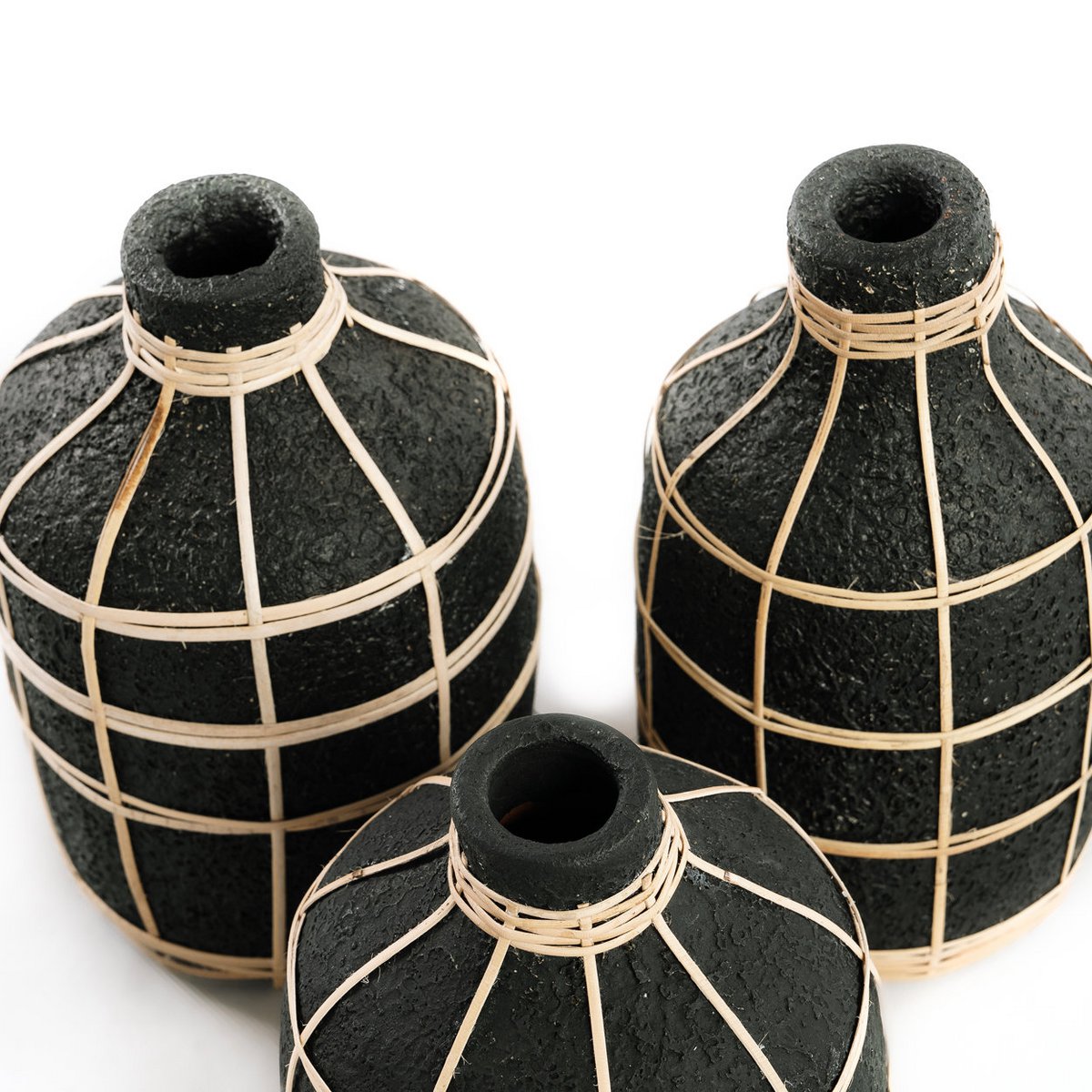 Terracotta vase black natural 13 × 24 cm – tall, Indonesia
