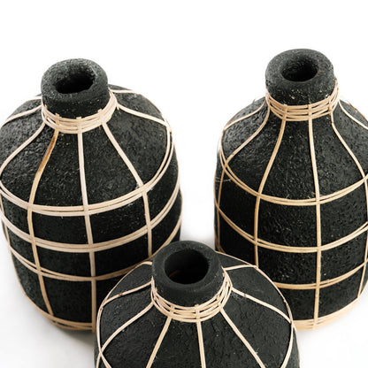 Terracotta vase black natural 13 × 24 cm – tall, Indonesia