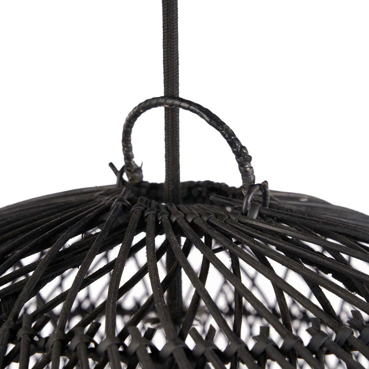Håndvævet rattan kugle pendelskærm 50 cm - sort, medium