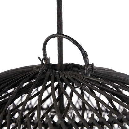 Håndvævet rattan kugle pendelskærm 50 cm - sort, medium