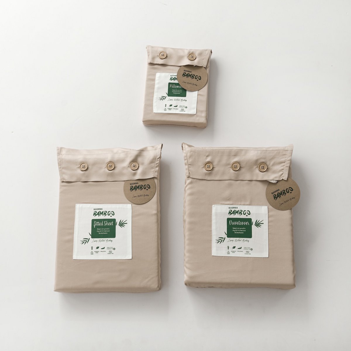 Bamboo bedding set, soft taupe, single - 400TC