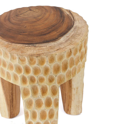 Suar wood stool, natural - 35 × 45 cm