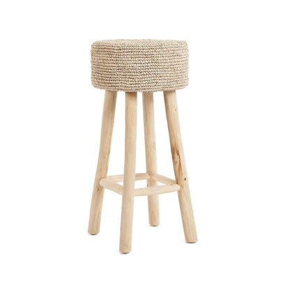 Wood raffia bar stool 75 cm tall - handcrafted in Indonesia