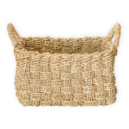 Rectangular seagrass shelf basket 40×30 cm - beige, M
