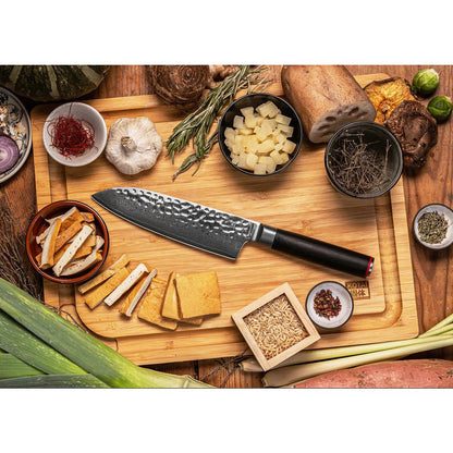 Damascus stainless steel santoku knife - 180 mm blade