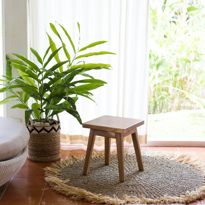 Round seagrass rug with raffia fringe Ø100 cm – Dasa