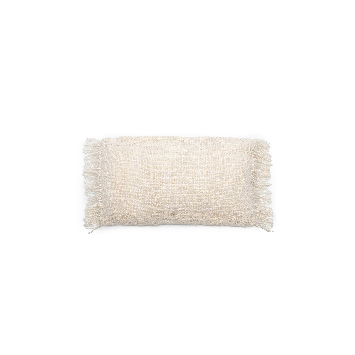 Hand-dyed cotton lumbar cover, 30×50 cm - Cream