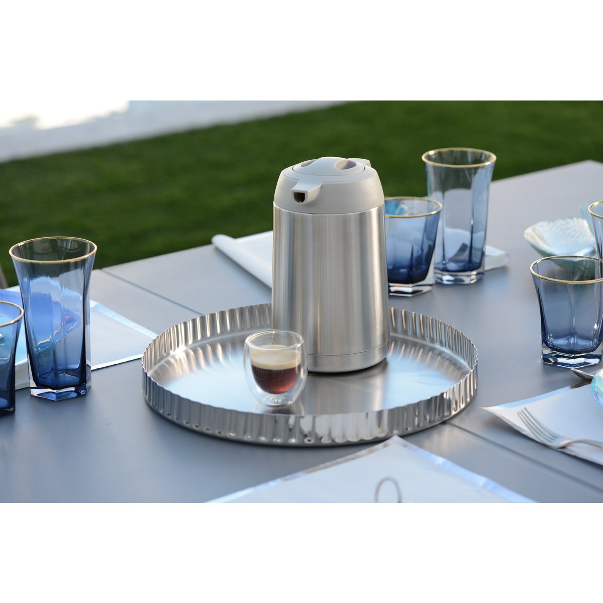 Stainless steel & plastic coffee server 1 L - rounded interior