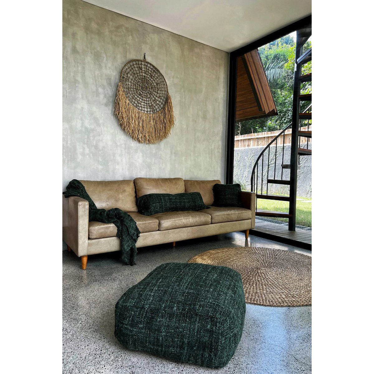 Oh My Gee pouffe, forest green cotton - 60 cm