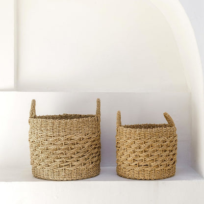 Woven seagrass storage basket 38 cm - beige, M