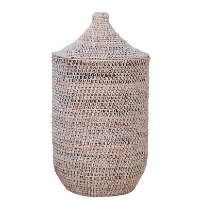 Banana fibre laundry basket with lid KAJA - 40 cm diameter