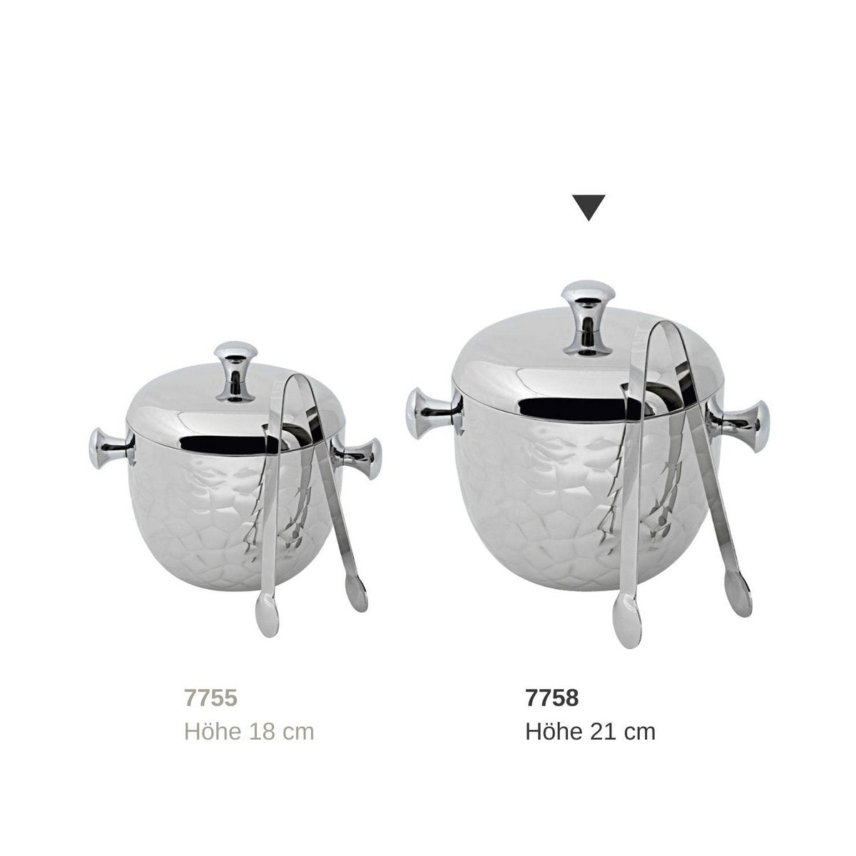 Steel ice bucket Rico, 21 cm – with lid and tongs