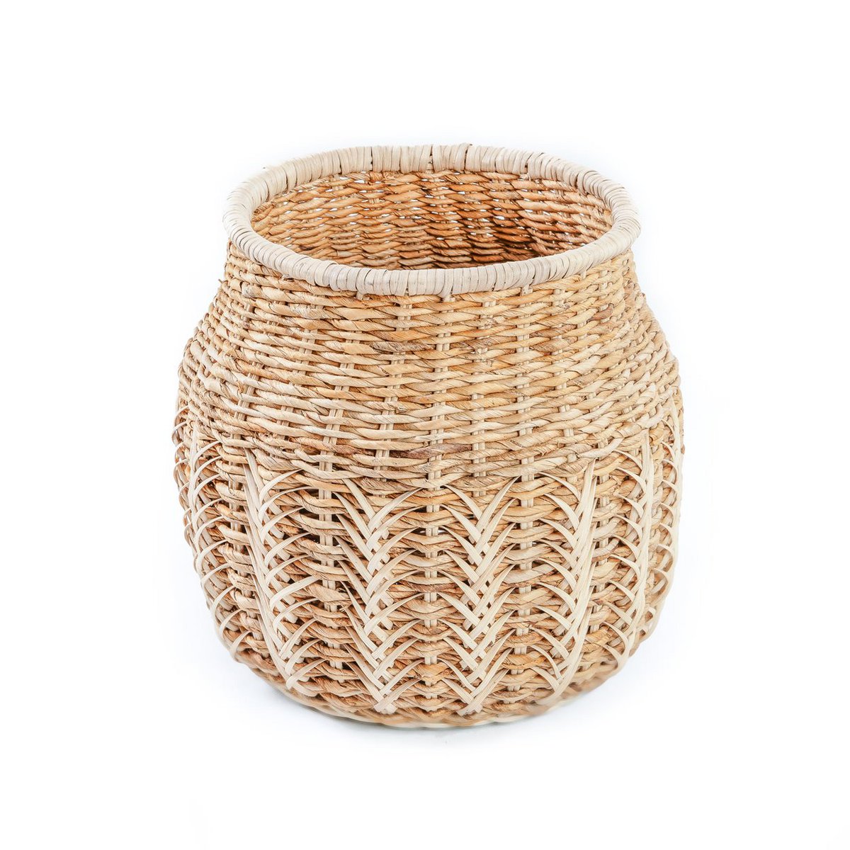 Rattan and banana leaf basket - natural, medium