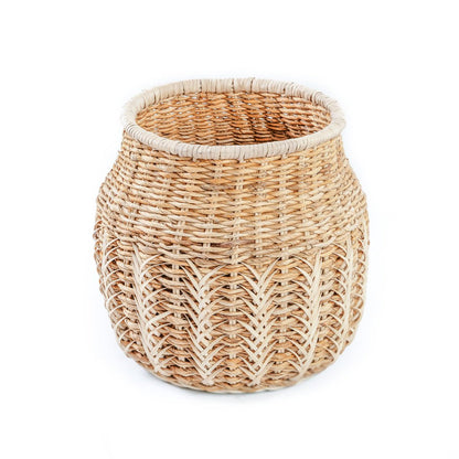 Rattan and banana leaf basket - natural, medium