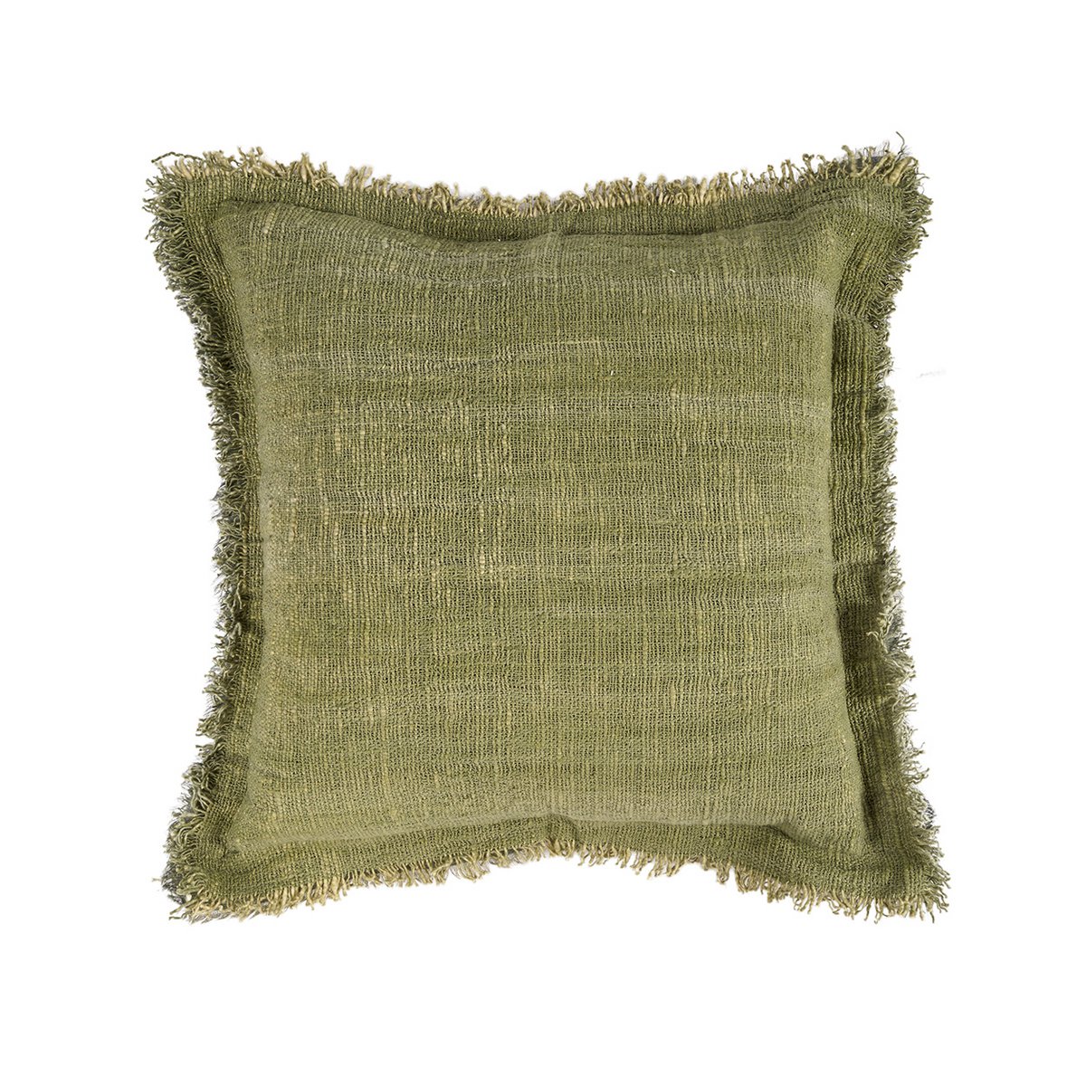 Cotton cushion cover with fringe, 50×50 cm - Green