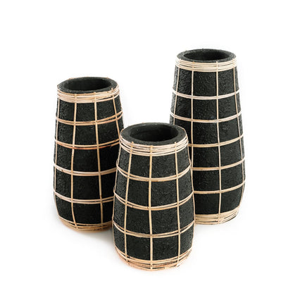 Sød terracotta-vase, sort naturlig, stor