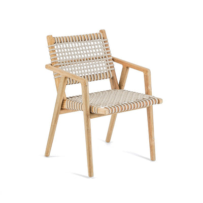 Reclaimed teak armchair - hand-woven cord