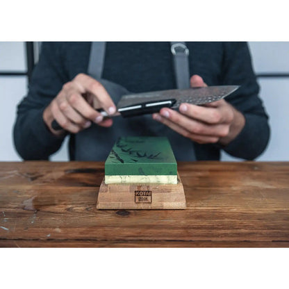 Whetstone 180/800 grit with bamboo base and angle guide
