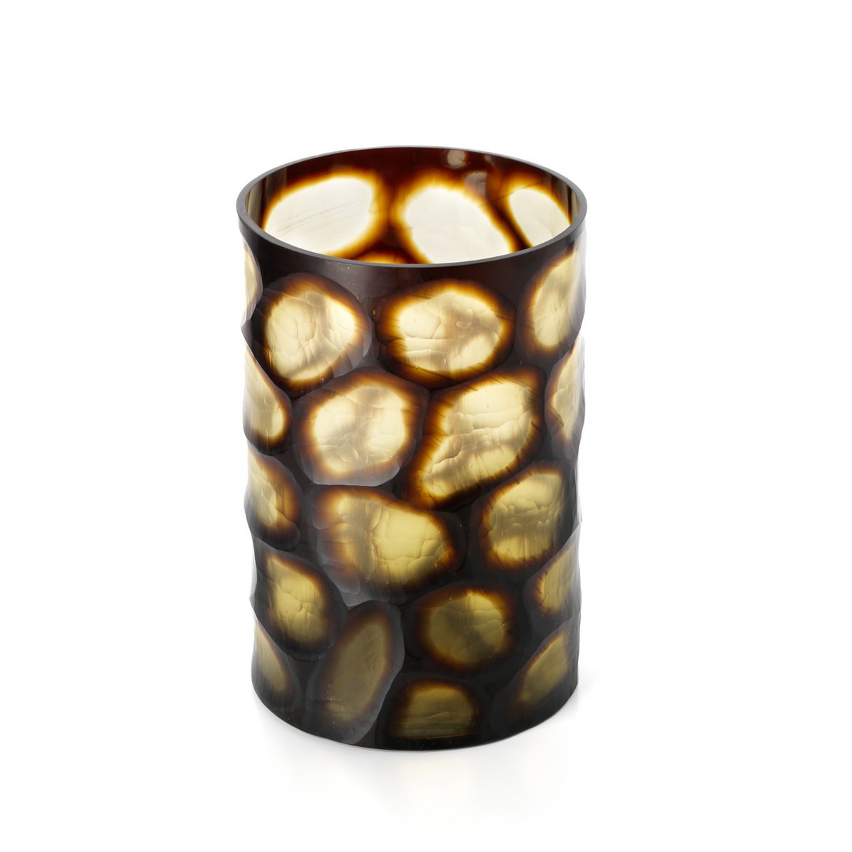 Handblown glass vase, amber - 35.5 cm XL
