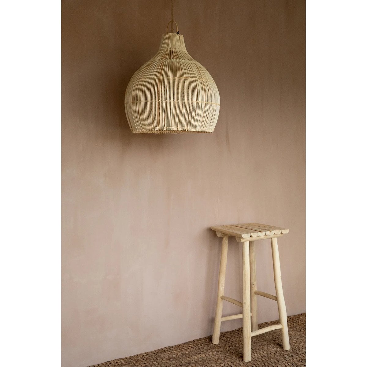 Rattan Pendelleuchte 50 cm – Hummerfalle, beige, nur Schirm