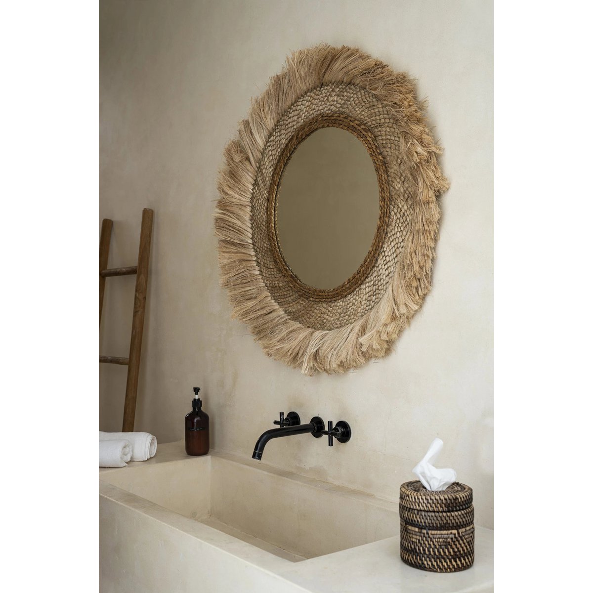 Rattan-Kosmetiktuchbox-Bezug 13 × 13 × 15 cm - natur-braun